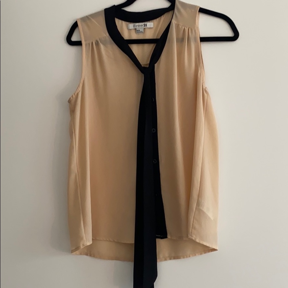 Tan and black blouse